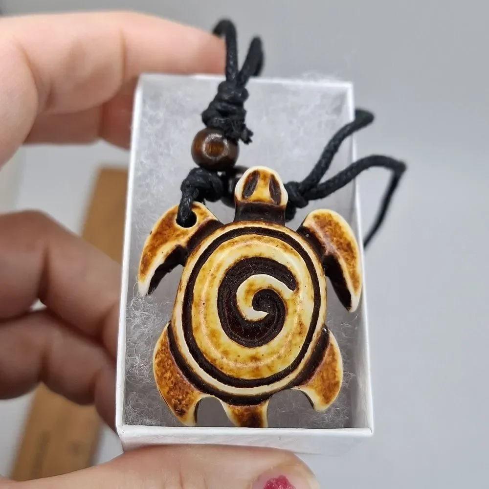 Hawaiian Turtle Pendant tribal Necklace Adjustable Rope Surfer